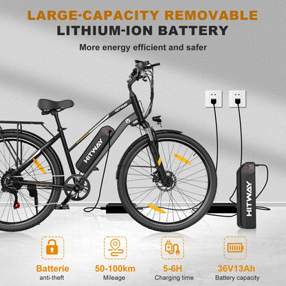 UK EU Warehouse HITWAY BK27S 7-Speed Electric City Bike CE Certified Wholesale 28*2 Comfortable Folding Design