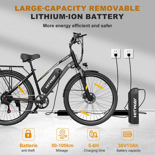 UK EU Warehouse HITWAY BK27S 7-Speed Electric City Bike CE Certified Wholesale 28*2 Comfortable Folding Design