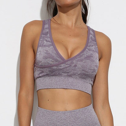 Yoga Bra Crop Tops Gym Seamless Sports Bras Fitness Padded Brassiere Workout Tank Top Running Short Vest Athletic Underwear